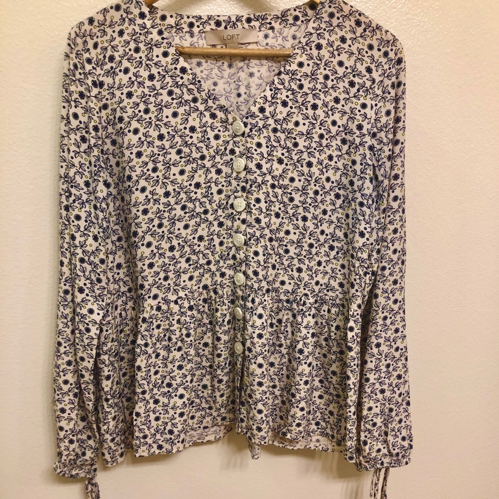 Loft Floral Long Sleeve Blouse
